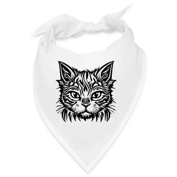 Manga Comic Katze "Stubentiger" - Bandana - Weiß - Vorne