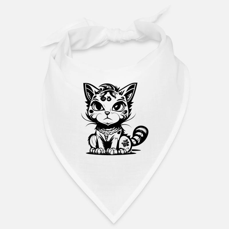 Cute Seated Manga Comic Cat Bandana