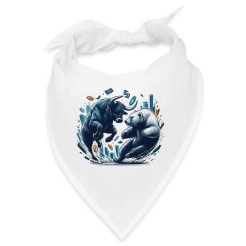 Finanzen Stier Bär Kampf Wallstreet Geschenk - Bandana - Weiß - Vorne