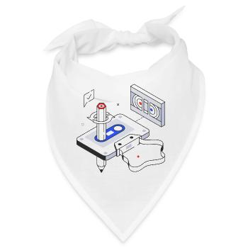 Retro, Vintage, Audiokassette - Bandana - Weiß - Vorne