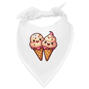 Lächelnde Eiskreation - Bandana - Weiß - Vorne