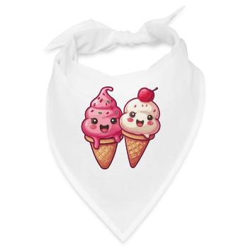 Lächelnde Eiskreation - Bandana - Weiß - Vorne