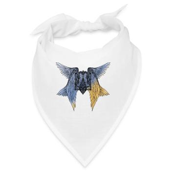 geflügelte Dreizack der Ukraine mit der Flagge - Bandana - Weiß - Vorne