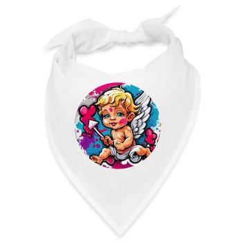 Amor / Liebe / Pfeil / Herz / Valentinstag - Bandana - Weiß - Vorne