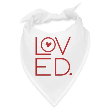 LOVED, Du wirst geliebt, Liebe, Valentinstag, Herz - Bandana - Weiß - Vorne