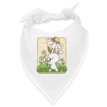 Niedlicher Hase trägt eine Blume - Bandana - Weiß - Vorne