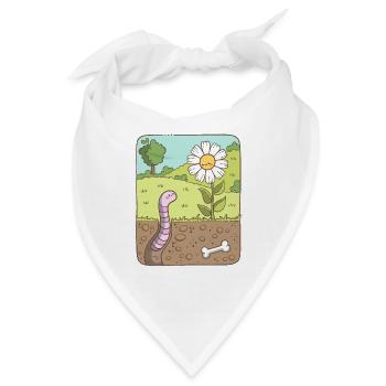 Regenwurm schaut zur Blume - Bandana - Weiß - Vorne