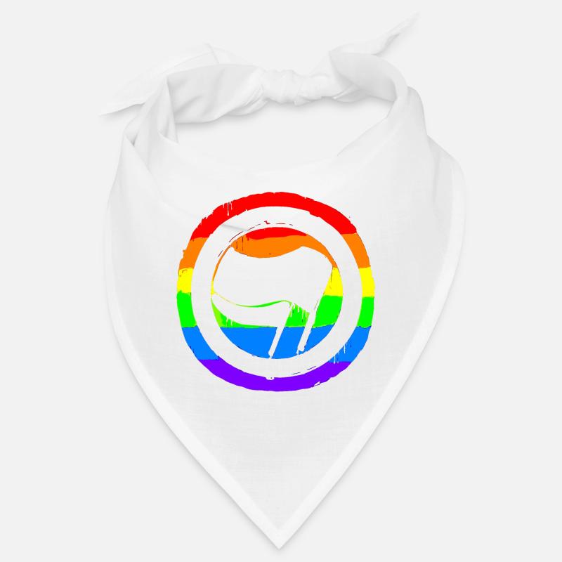Regenbogen Bunt Protest Antifa Links - Bandana - Weiß