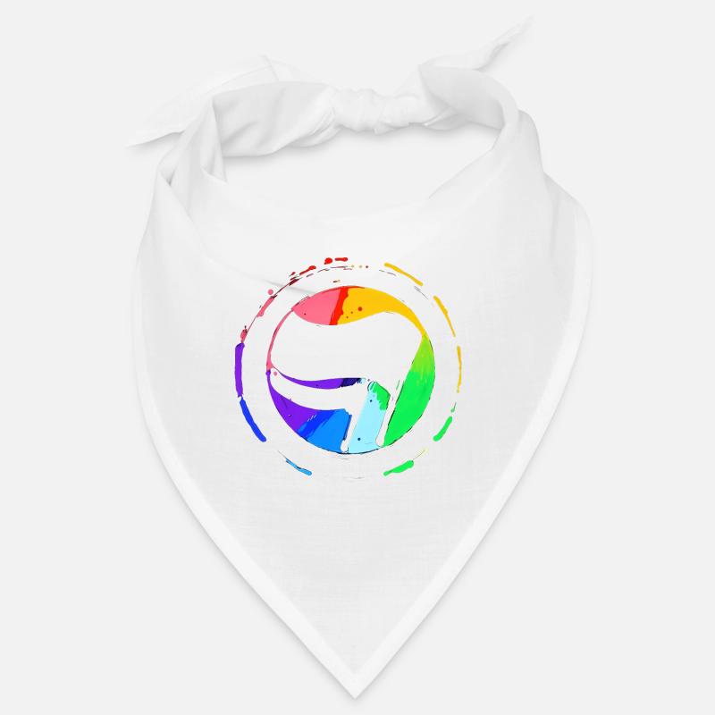 Drapeau antifa arc-en-ciel - Bandana - blanc