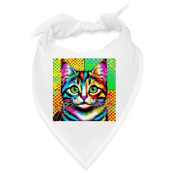 Katze Pop Art - Bandana - Weiß - Vorne