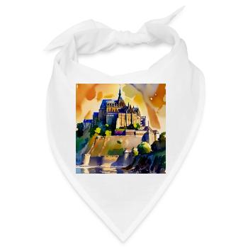 Mont Saint Michel - Aquarell - Bandana - Weiß - Vorne