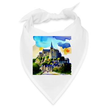 Mont Saint Michel, Frankreich - Aquarell - Bandana - Weiß - Vorne
