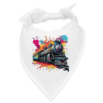 Zug / Lokomotive / Dampflok / Eisenbahn / Lock - Bandana - Weiß - Vorne