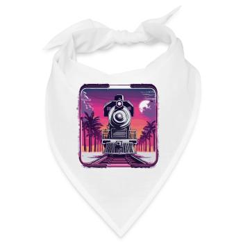Zug / Lokomotive / Dampflok / Eisenbahn / Lock - Bandana - Weiß - Vorne