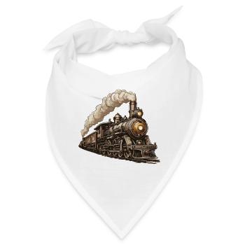 Zug / Lokomotive / Dampflok / Eisenbahn / Lock - Bandana - Weiß - Vorne