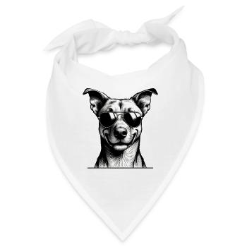 Hund mit Sonnenbrille Linienkunst - Bandana - Weiß - Vorne