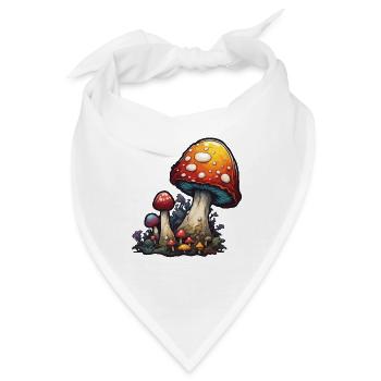 Pilz / Mushroom / Wiese / Wald / Goa / Psy - Bandana - Weiß - Vorne