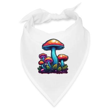 Pilz / Mushroom / Wiese / Wald / Goa / Psy - Bandana - Weiß - Vorne