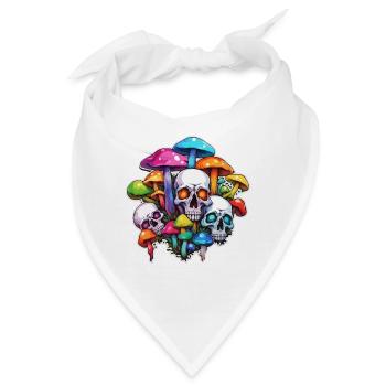 Pilz / Mushroom / Wiese / Wald / Goa / Psy - Bandana - Weiß - Vorne