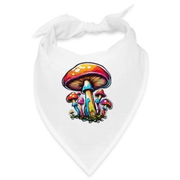 Pilz / Mushroom / Wiese / Wald / Goa / Psy - Bandana - Weiß - Vorne