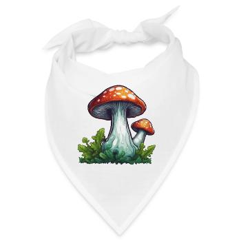 Pilz / Mushroom / Wiese / Wald / Goa / Psy - Bandana - Weiß - Vorne
