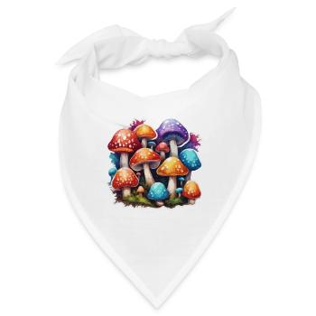 Pilz / Mushroom / Wiese / Wald / Goa / Psy - Bandana - Weiß - Vorne