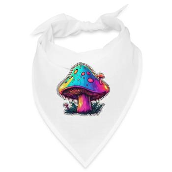 Pilz / Mushroom / Wiese / Wald / Goa / Psy - Bandana - Weiß - Vorne