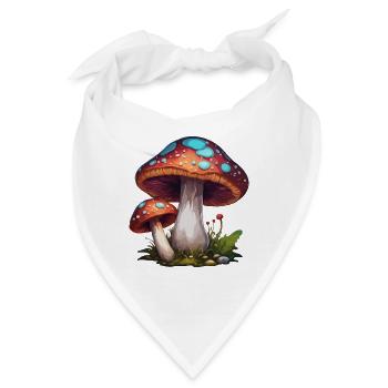 Pilz / Mushroom / Wiese / Wald / Goa / Psy - Bandana - Weiß - Vorne