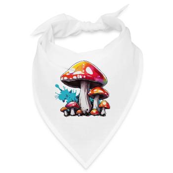 Pilz / Mushroom / Wiese / Wald / Goa / Psy - Bandana - Weiß - Vorne