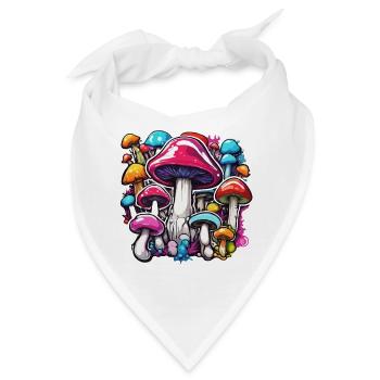 Pilz / Mushroom / Wiese / Wald / Goa / Psy - Bandana - Weiß - Vorne