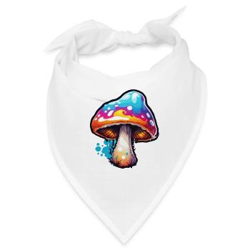 Pilz / Mushroom / Wiese / Wald / Goa / Psy - Bandana - Weiß - Vorne