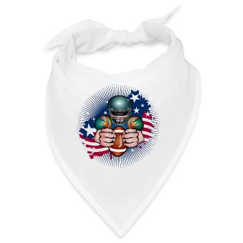 Football Spieler mit Football und USA Flagge - Bandana - Weiß - Vorne