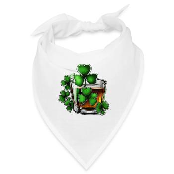 Kleeblatt / Whiskey / Alkohol / Glück / Irish Pub - Bandana - Weiß - Vorne