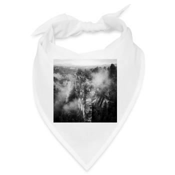 Basteibrücke Sächsische Schweiz Nebel Poster - Bandana - Weiß - Vorne