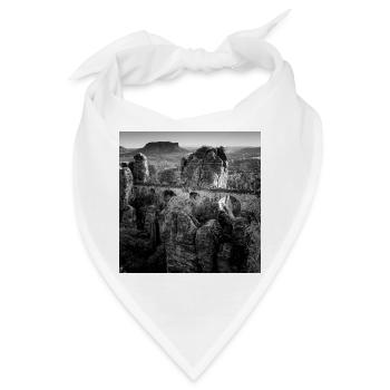 Basteibrücke Sächsische Schweiz Deutschland Poster - Bandana - Weiß - Vorne