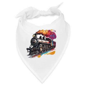 Zug / Lokomotive / Dampflok / Eisenbahn / Lock - Bandana - Weiß - Vorne