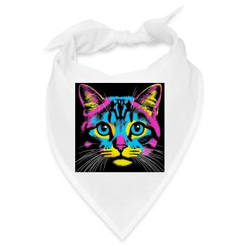 Katze Pop Art - Bandana - Weiß - Vorne