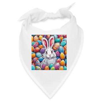 Osterhase / Ostern / Eier / Feiertage / Osterfest - Bandana - Weiß - Vorne