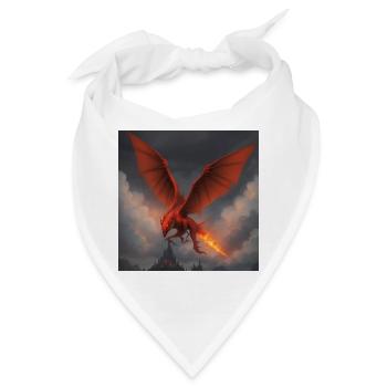 Roter Drache über Burg - Bandana - Weiß - Vorne