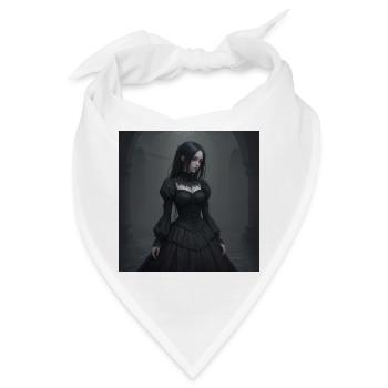 Gothic Viktorianisches Schwarzkleid - Bandana - Weiß - Vorne