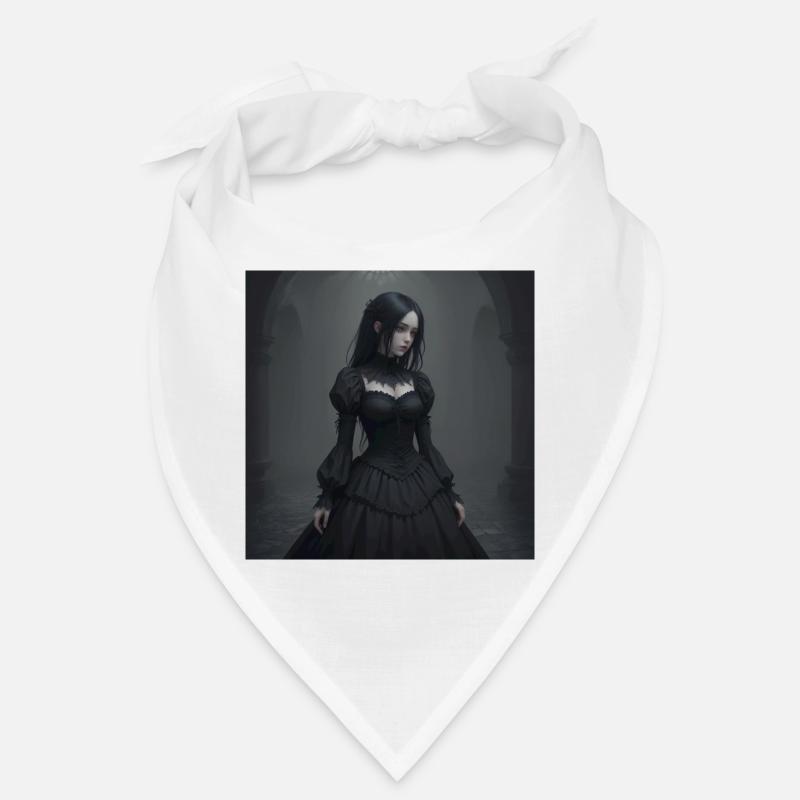 Gothic Viktorianisches Schwarzkleid - Bandana - Weiß