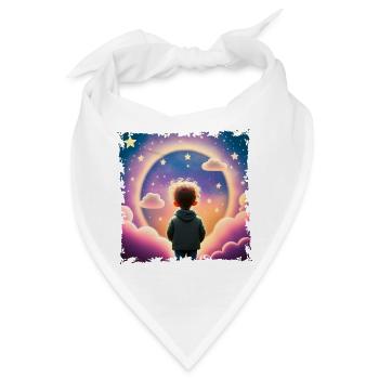 Junge schaut in die Ferne Sternenhintergrund - Bandana - Weiß - Vorne