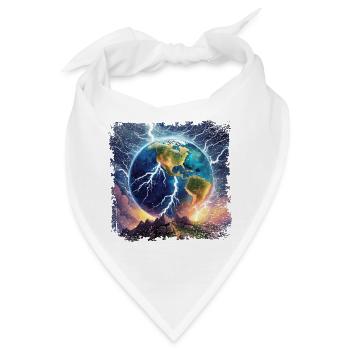 Erdkugel die mit Blitzen übersät ist - Bandana - Weiß - Vorne