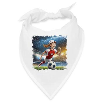 Fussballerin Comicfigur Stadion mit Blitzen - Bandana - Weiß - Vorne