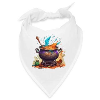 Kochtopf / Hexenkessel / Halloween / Zauberei - Bandana - Weiß - Vorne