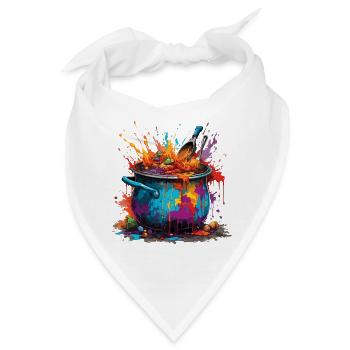 Kochtopf / Hexenkessel / Halloween / Zauberei - Bandana - Weiß - Vorne