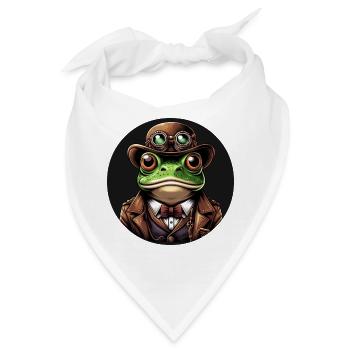 Frosch im Steampunk Outfit - Bandana - Weiß - Vorne