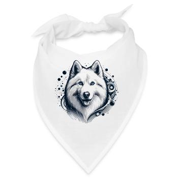 Weißer Langhaar Husky Geschenk - Bandana - Weiß - Vorne
