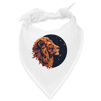 Löwe mit Sternenhimmel - Bandana - Weiß - Vorne