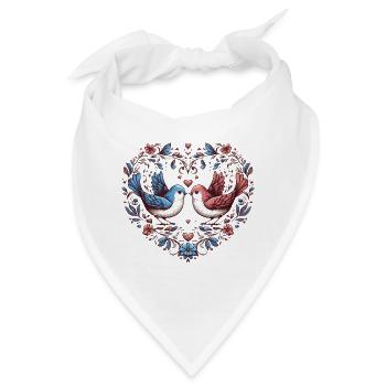 Herz der Tauben im Blumenkranz - Bandana - Weiß - Vorne